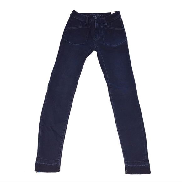 Blue Black Free People Ivy Mid Rise Released Hem Skinny Jeans - Picture 4 of 13